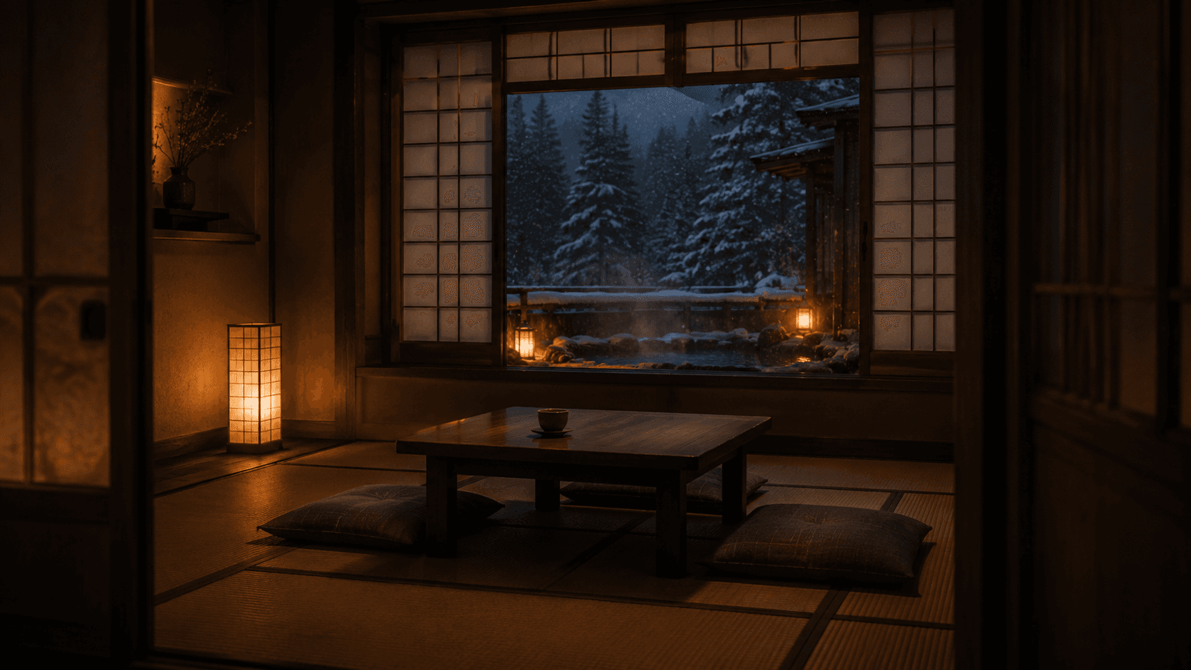 YUKI room facing a snowy valley